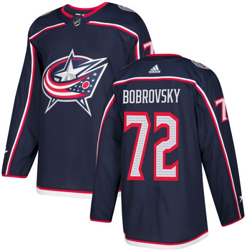 Adidas Blue Jackets #72 Sergei Bobrovsky Navy Blue Home Authentic Stitched Youth NHL Jersey - Click Image to Close